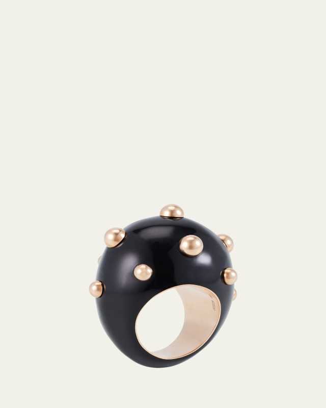 Goccia Ring with Black Enamel in 18K Rose Gold
